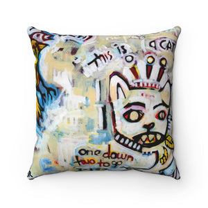 Basquiat's Cat, Square Throw Pillow