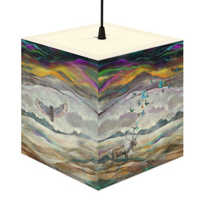 Alaskan Panorama Cube Lamp, Caribou, Butterfly, and Owl Lamp