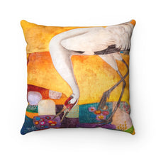 Crane at the Slough, Square Throw Pillow
